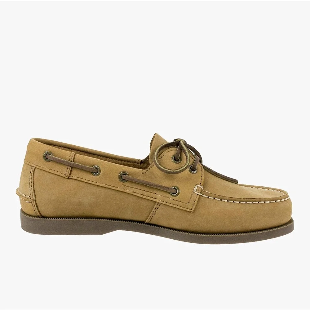 NEW Rugged Shark Mens Classic Boat Shoes Tan Beige Genuine‎ Leather 11.5